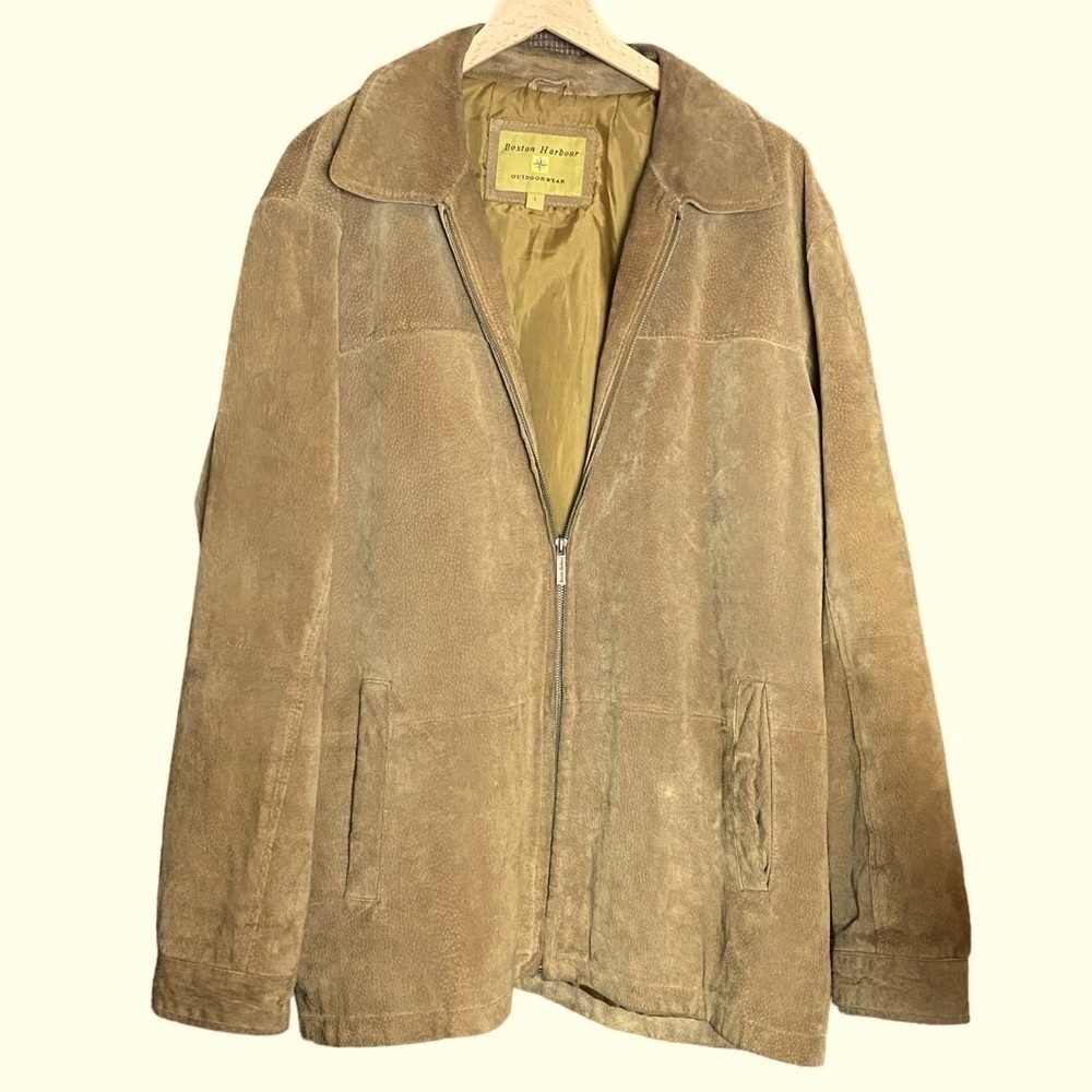 Vintage Boston Harbour tan great old leather suede coat ranch western